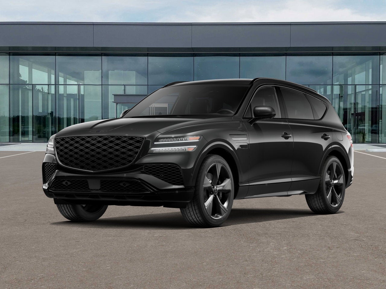 2026 Genesis GV80 2.5T PRESTIGE BLACK in Vik Black — front three-quarter view